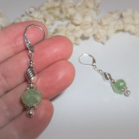 Light Green AB Aurora Borealis Earrings Beaded Dangle Drop Elegant Set Gift 7330 - Picture 6 of 8